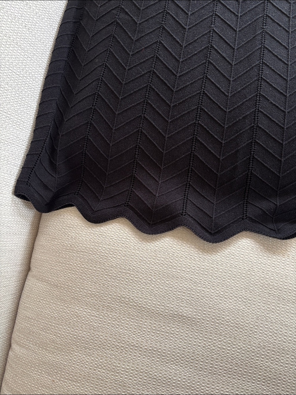 NWOT Joie Black Knit Tank Dress Coverup Chevron Texture Scallop Hem Size M - Picture 2 of 7